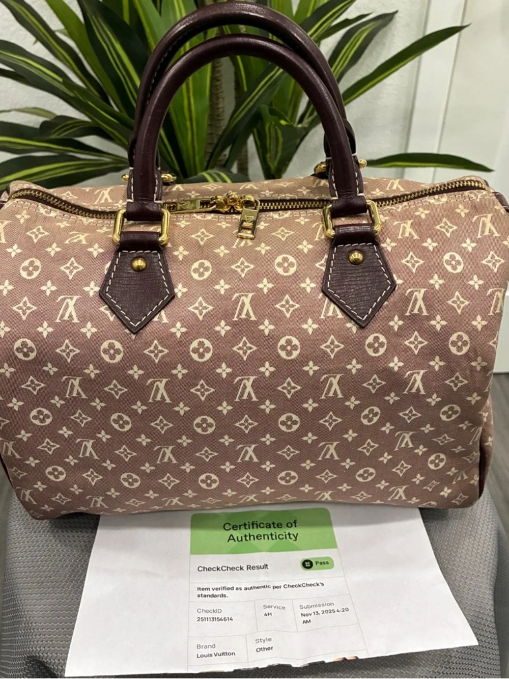 Louis Vuitton Mini Lin Speedy Doctor Bag Burgundy Monogram Satchel used-30 - Picture 3 of 10